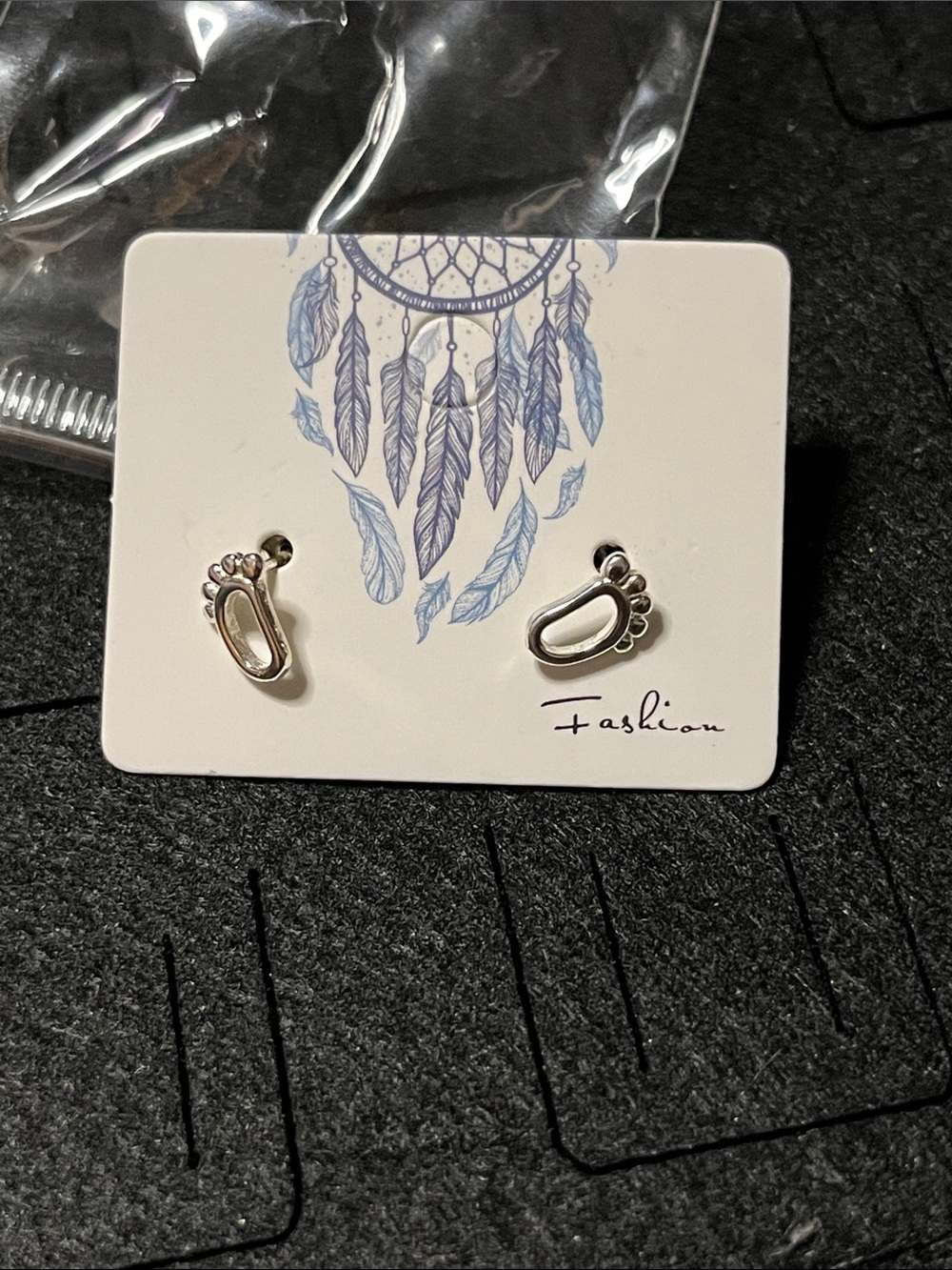 Silver Baby Footprint Stud Earrings for Kids - Fashion